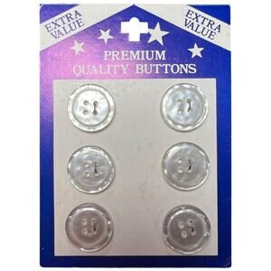 Vintage Clear Pearlescent Buttons 70s Premium Quality Set 6 Piece